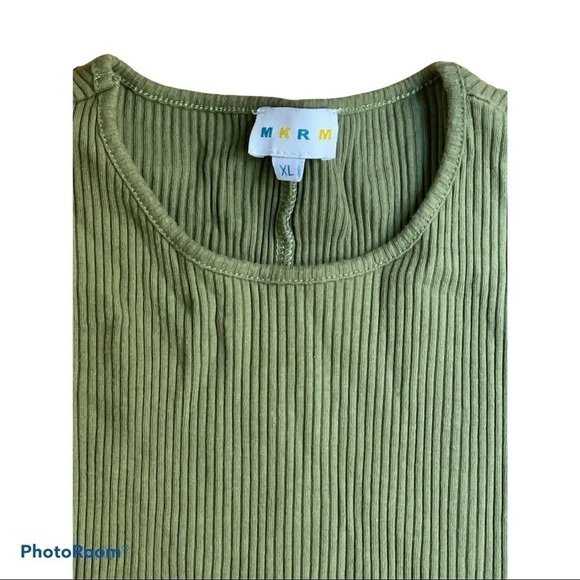MKRM 3/4 sleeve ribbed green dress size small - Picture 3 of 4